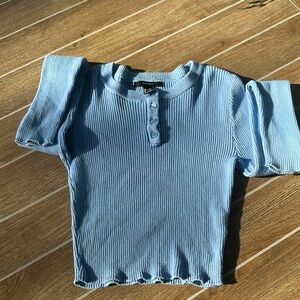 Blue Ribbed Kids Shirt